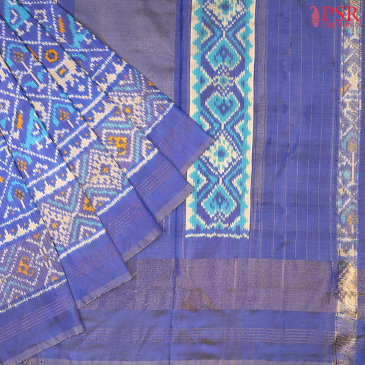 Blurple Pochampally Ikat Silk Saree