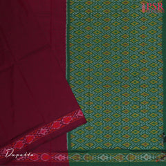 Emerald Green & Auburn Pochampally Silk Cotton Dress Material