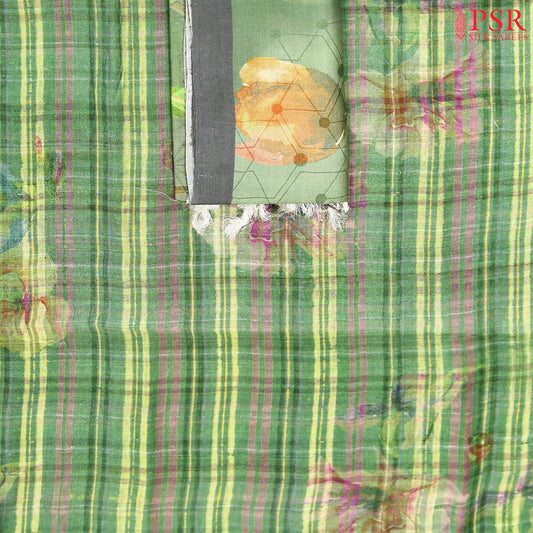 Sap Green Tussar Silk Dress Material