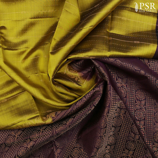 Olive Yellow Soft Silk Mix Saree