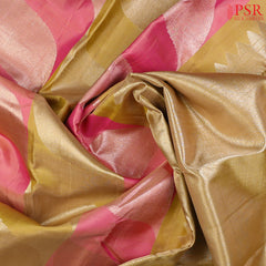 Olive Yellow & Flamingo Pink Kanchipuram Silk Saree