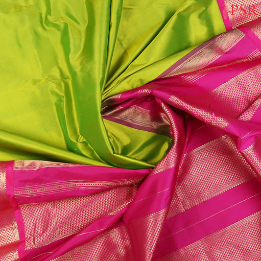 Chartreuse Green Yard Silk Saree