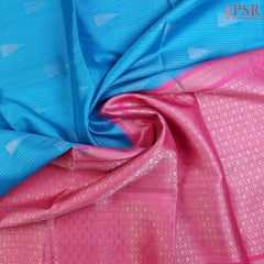 Cerulean Blue Jute Soft Silk Saree