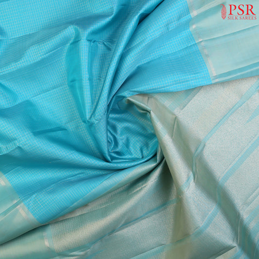 Capri Blue Kanchipuram Silk Saree