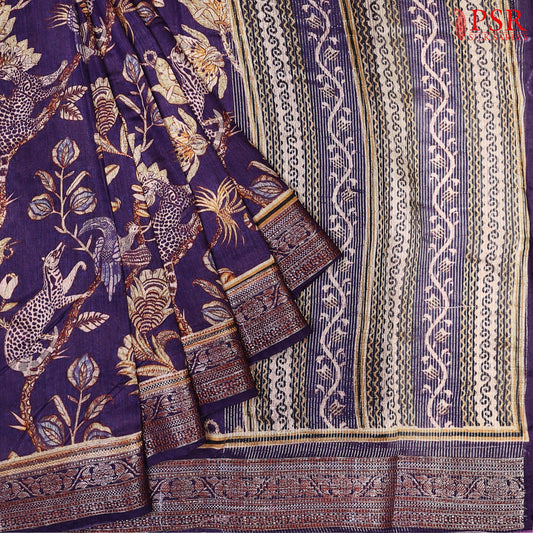 Wild Violet Munga Silk Saree