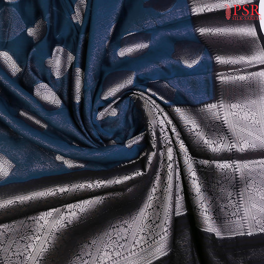 Prussian Blue Chanderi Silk Cotton Saree