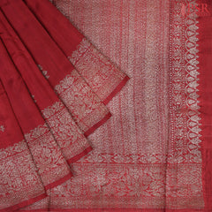 Berry Red Banaras Jute Silk Saree