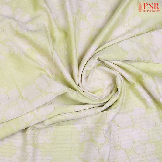 Pale Yellow Green Silk Cotton Saree