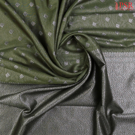 Olive Green Blended Banaras Silk Saree