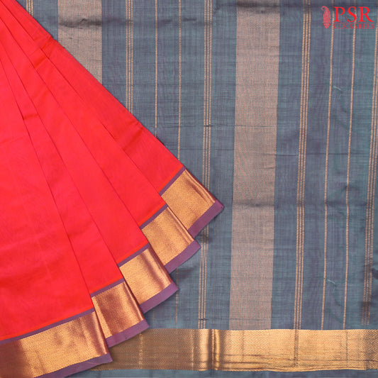 Candy Apple Red Cotton Silk Saree