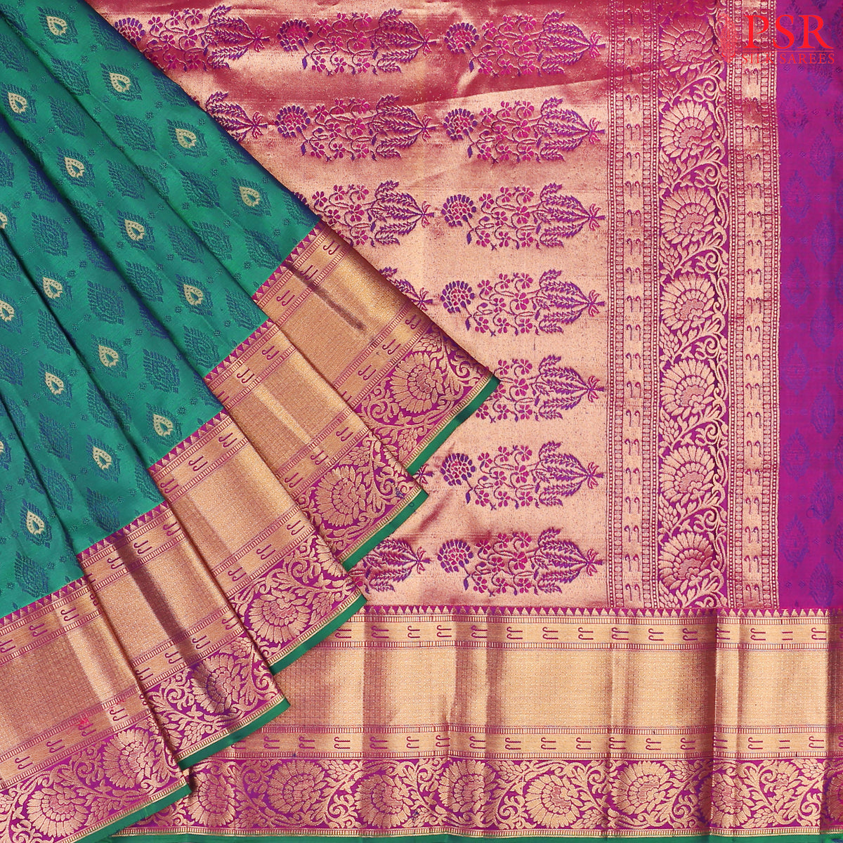 Emerald Green Fancy Kanchipuram Silk Saree