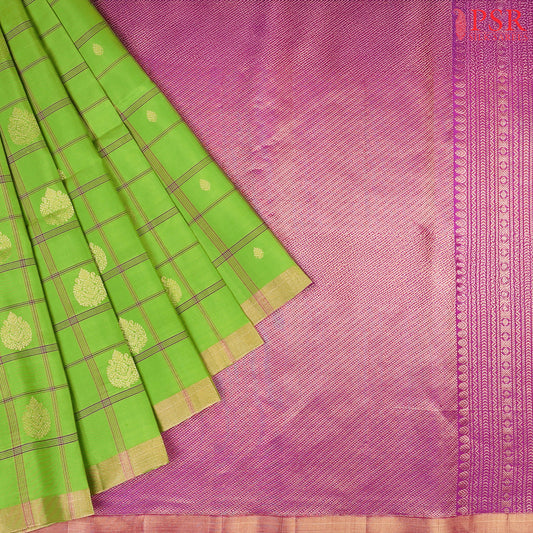 Parrot Green Soft Silk Saree