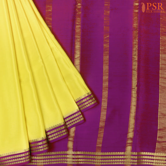 Lemon Yellow Mysore Silk Saree