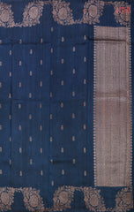 Prussian Blue Banaras Jute Silk Saree