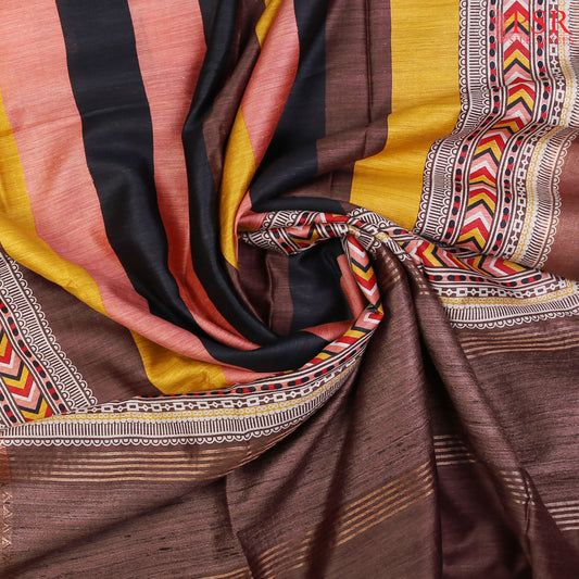 Dark Brown Munga Silk Saree