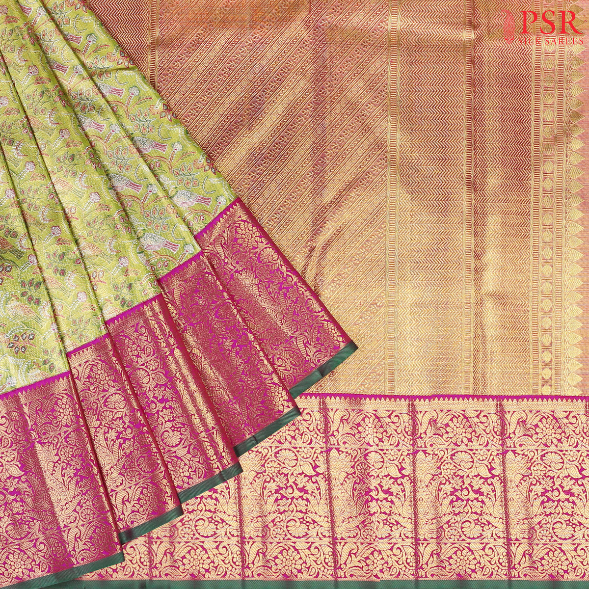 Citrus Green Bridal Kanjivaram Silk Saree