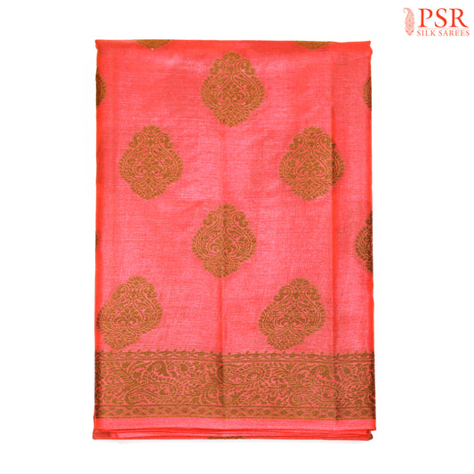 Watermelon Pink Banaras Tussar Silk Saree