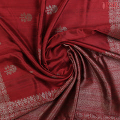 Berry Red Banaras Jute Silk Saree