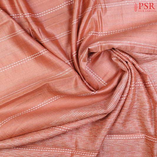 Coral Peach Kadhi Tussar Silk Saree