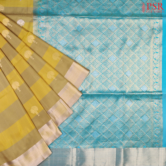 Olive Yellow Soft Silk Saree