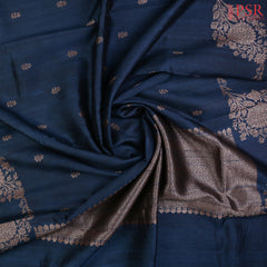 Prussian Blue Banaras Jute Silk Saree