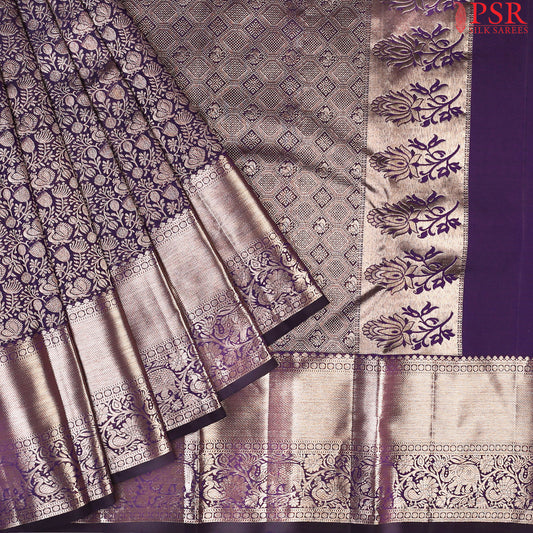 Dark Royal Violet Kanchipuram Silk Saree