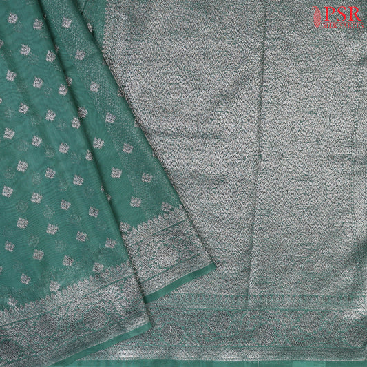 Jade Teal Blended Banaras Silk Saree