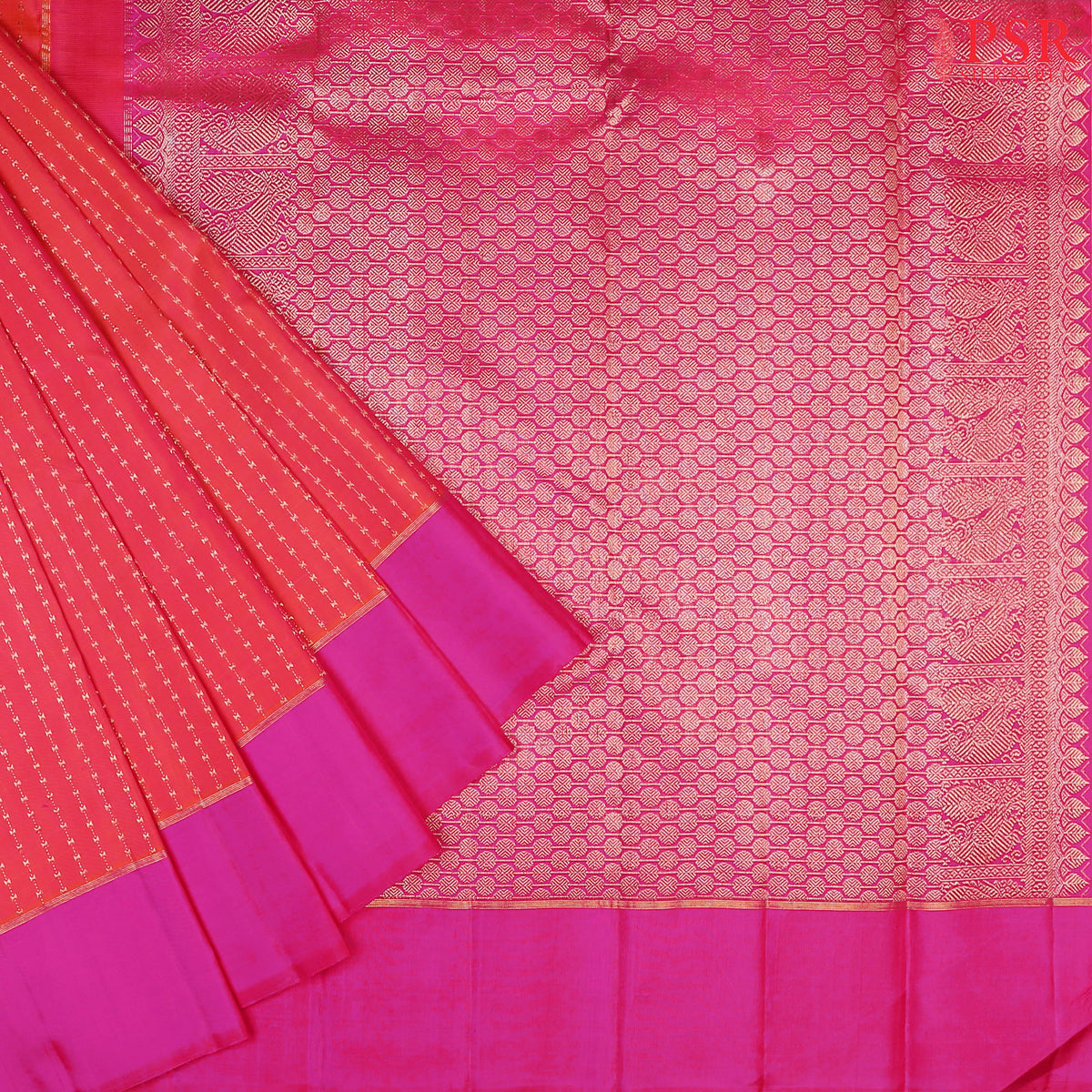 Cerise Pink Kanchipuram Silk Saree