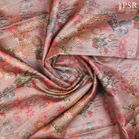 Onion Peach Kadhi Tussar Silk Saree