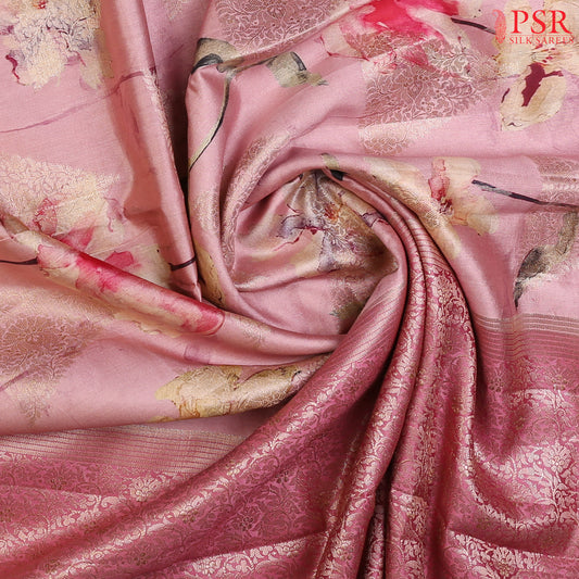 Flamingo Pink Chiniya Silk Saree