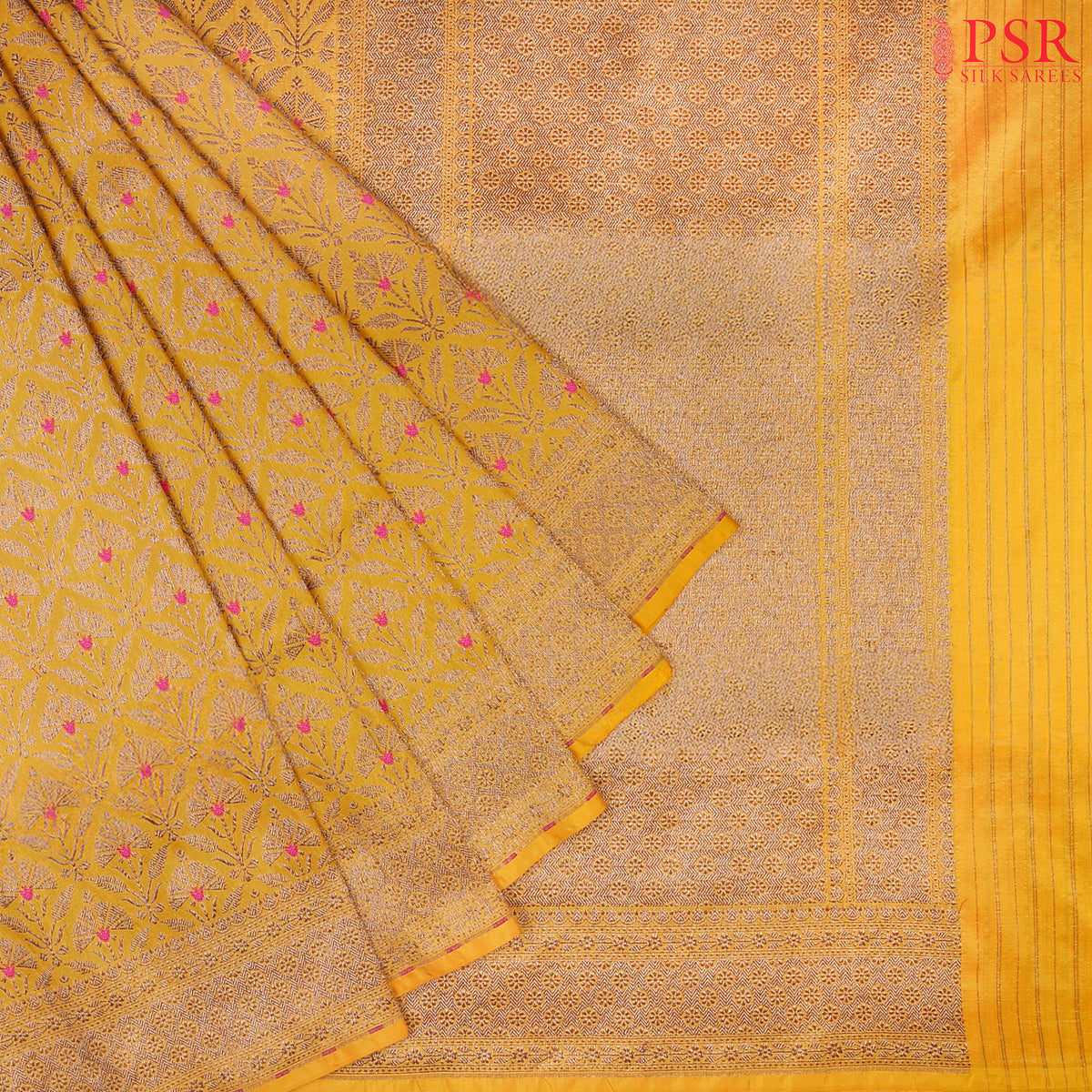 Mustard Yellow Banarasi Silk Saree