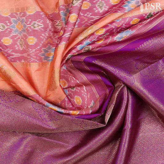 Gerogia Peach Fusion Kanchipuram Silk Saree