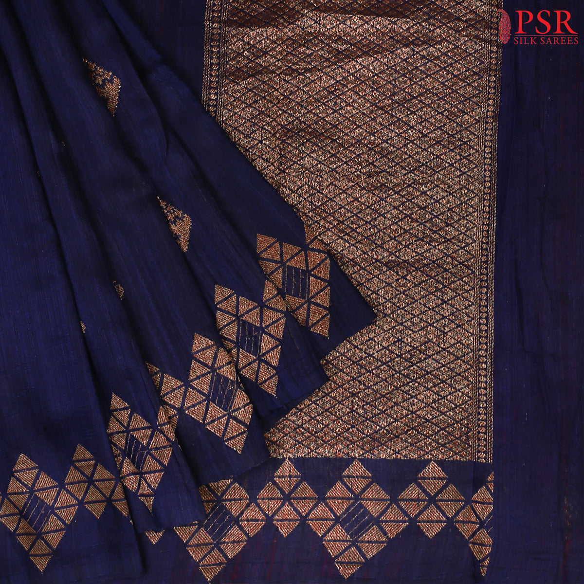 Midnight Blue Banaras Jute Silk Saree