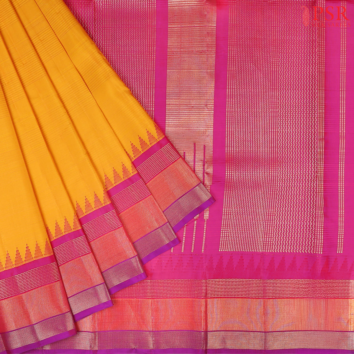 Amber Yellow Kadiyal silk saree