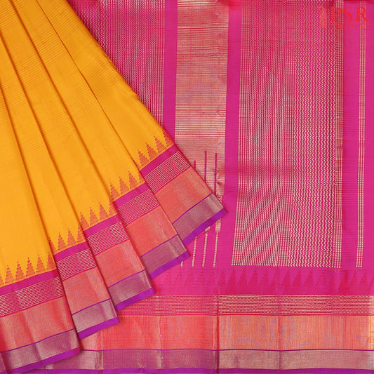 Amber Yellow Kadiyal silk saree