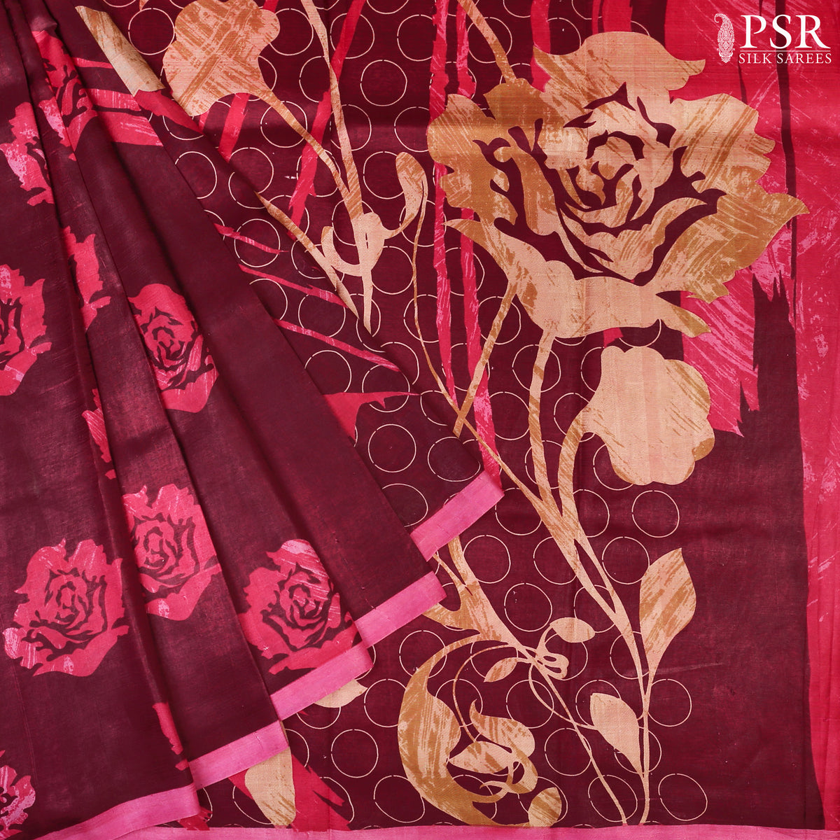 Dark Tyrian Purple Murshidabad Silk Saree