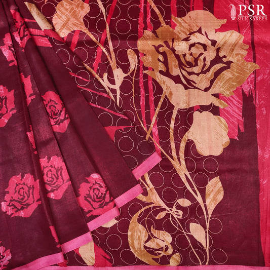 Dark Tyrian Purple Murshidabad Silk Saree