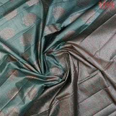 Turquoise Grey Banaras Tussar Silk Saree