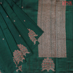 Dark Green Banaras Jute Silk Saree