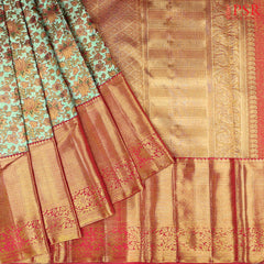 Seafoam Green Bridal Kanjivaram Silk Saree