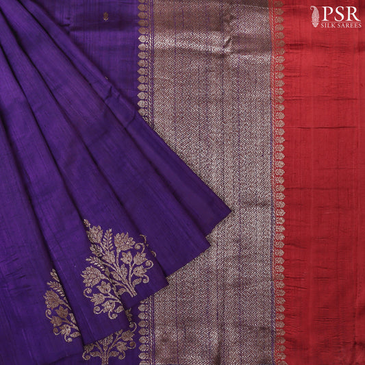 Violet Banaras Jute Silk Saree