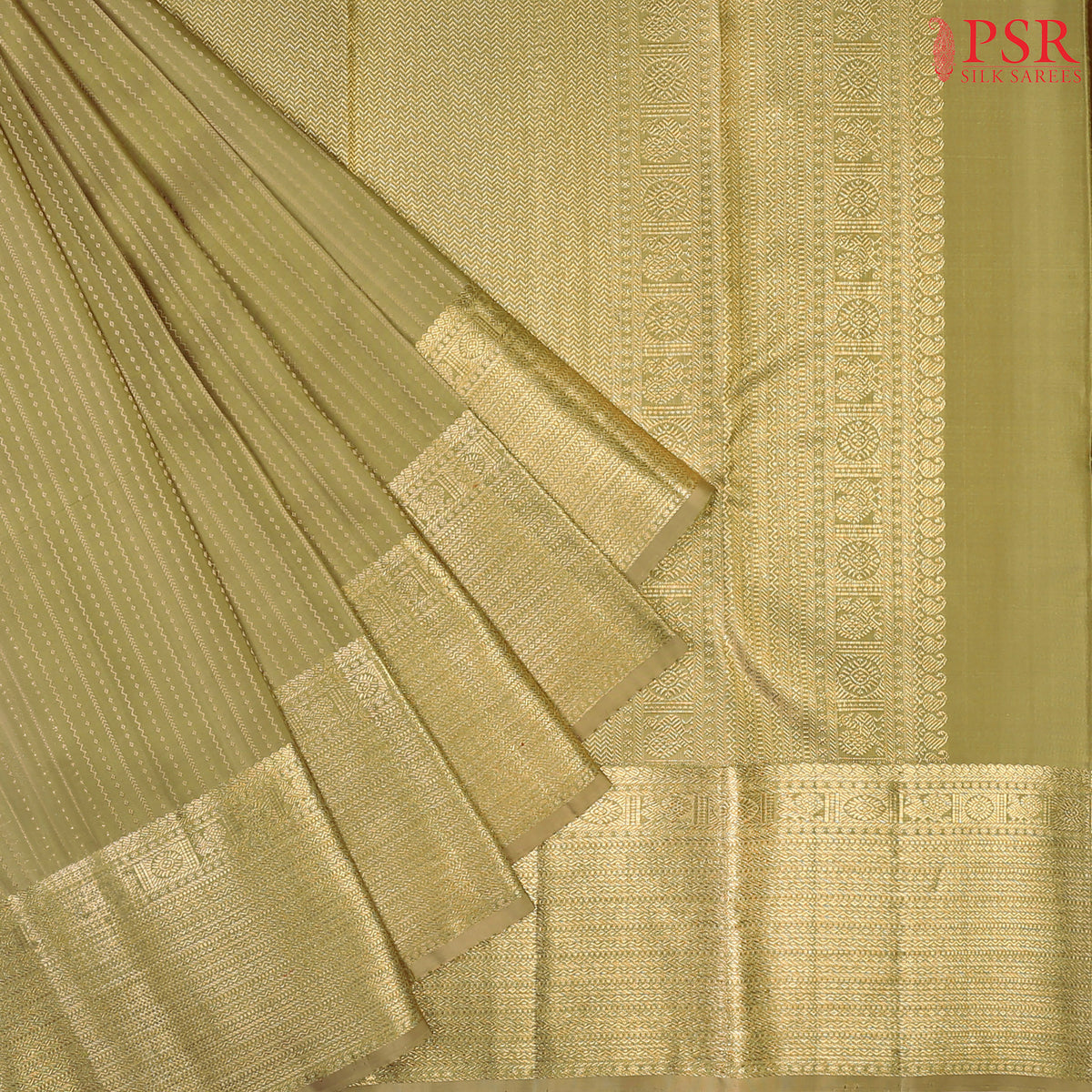 Golden Olive Kanchipuram Silk Saree