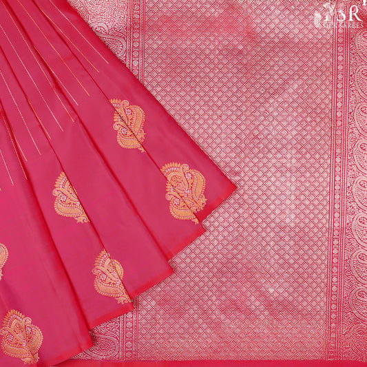 Cerise Pink Kanchipuram Silk Saree