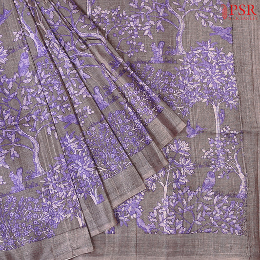 Dark Fossil Grey Kadhi Tussar Silk Saree