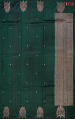 Dark Green Banaras Jute Silk Saree