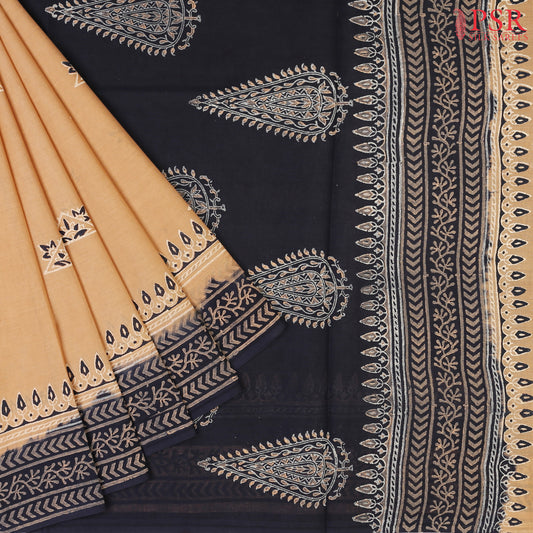 Sepia Tan Hyderabad Cotton Saree