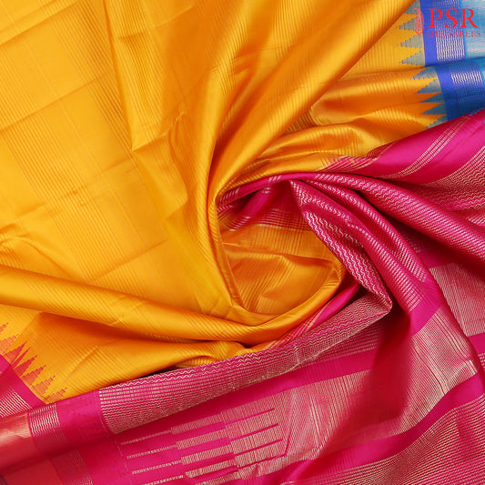 Amber Yellow Kadiyal silk saree