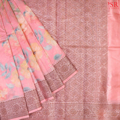 Flamingo Pink Banaras Tussar Silk Saree