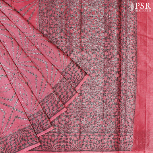 Punch Pink Banaras Tussar Silk Saree