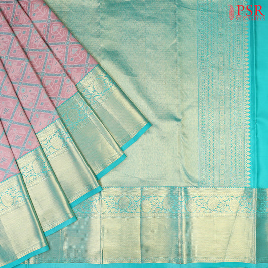 Orchid Peach Kanchipuram Silk Saree